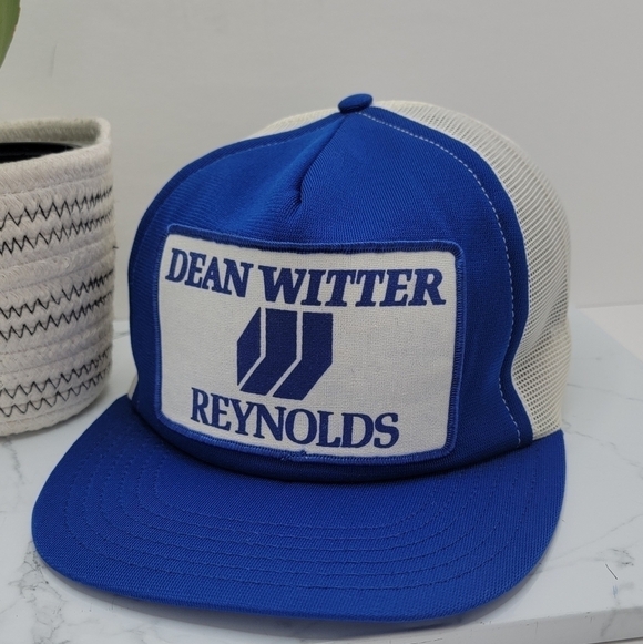 vintage 90s | white blue retro adjustable trucker snapback hat | unisex - Picture 2 of 9